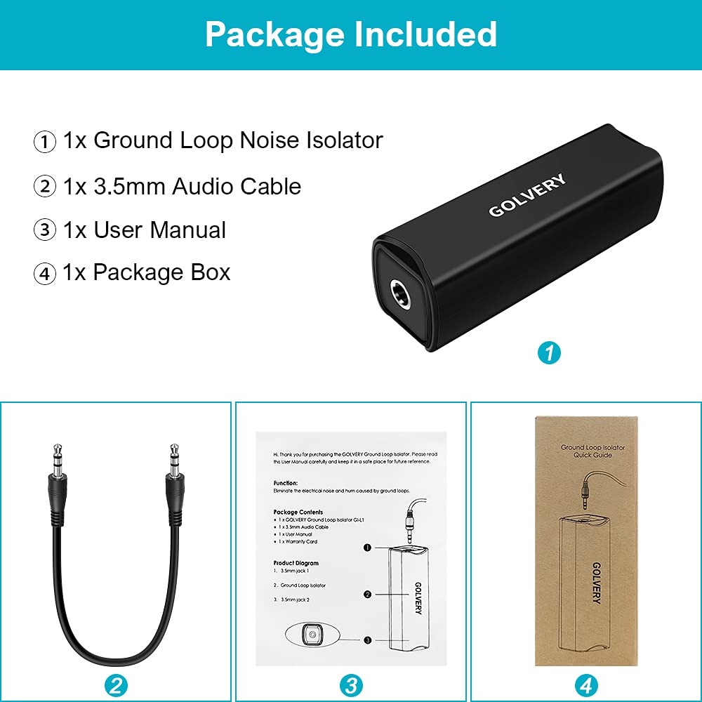 Golvery Golvery Ground Loop Noise Isolator: Eliminate Humming & Buzzing in Car Audio, Home & PC Stereo Systems - View 9 of 9