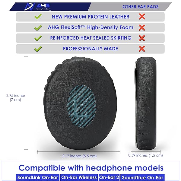AHG Accessory House Global Premium Replacement Ear Pads for Bose SoundLink On-Ear Wireless Headphones OE2 SoundTrue Cushions for Comfort and Durability - View 6 of 8