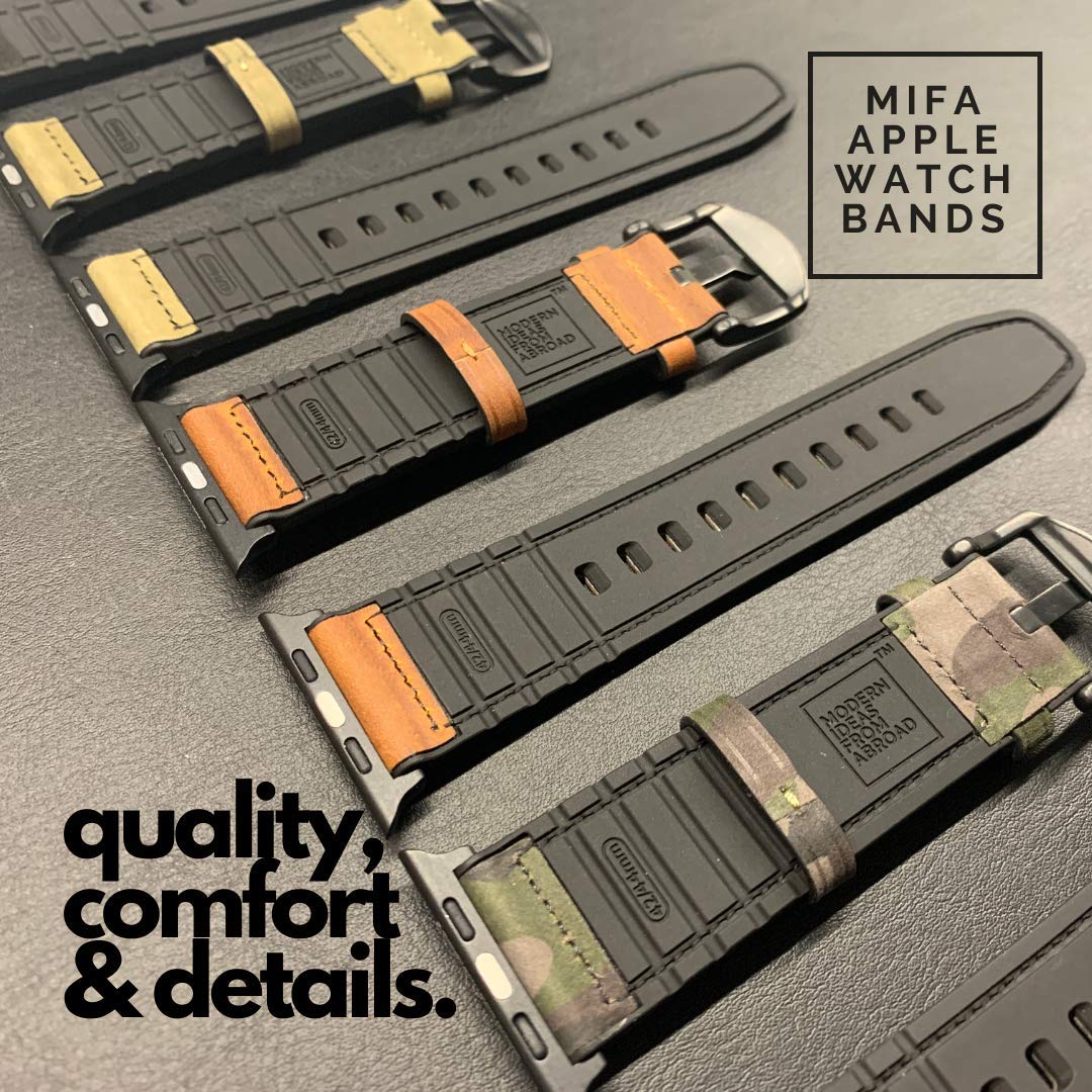 MODERN IDEAS FROM ABROAD Mifa Leather Silicone Hybrid Apple Watch Band 49mm 46mm 45mm 44mm Vintage Sports Strap for Men Women Series Ultra 10 9 SE Brown - View 7 of 9