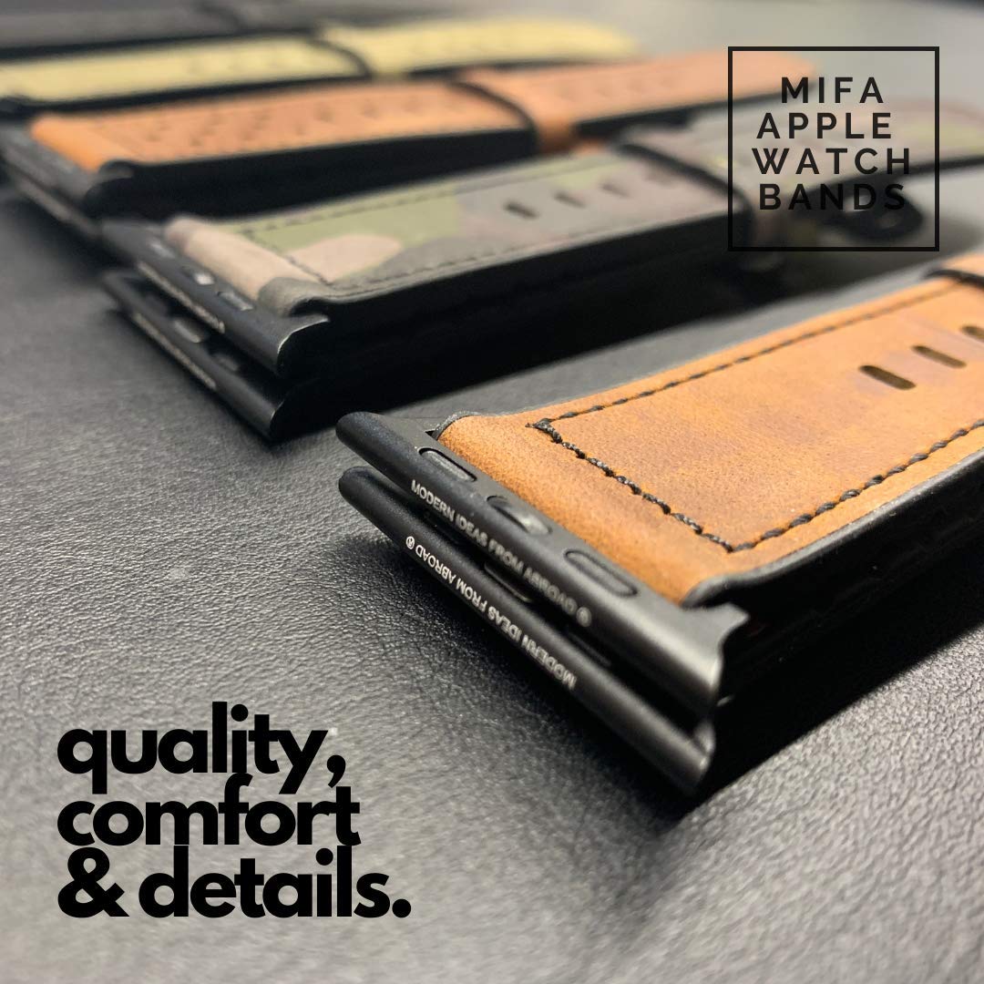 MODERN IDEAS FROM ABROAD Mifa Leather Silicone Hybrid Apple Watch Band 49mm 46mm 45mm 44mm Vintage Sports Strap for Men Women Series Ultra 10 9 SE Brown - View 8 of 9