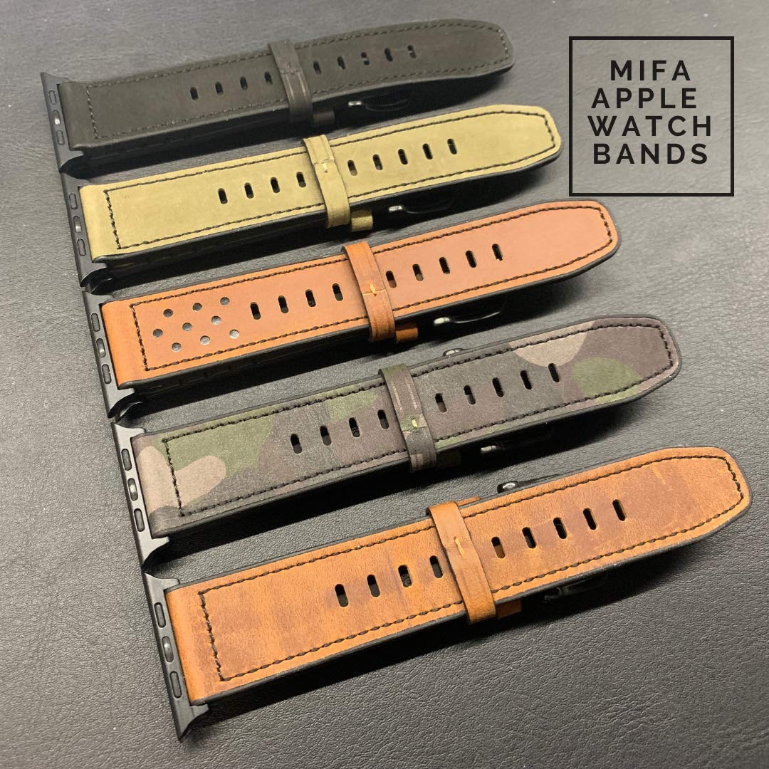 MODERN IDEAS FROM ABROAD Mifa Leather Silicone Hybrid Apple Watch Band 49mm 46mm 45mm 44mm Vintage Sports Strap for Men Women Series Ultra 10 9 SE Brown - View 9 of 9