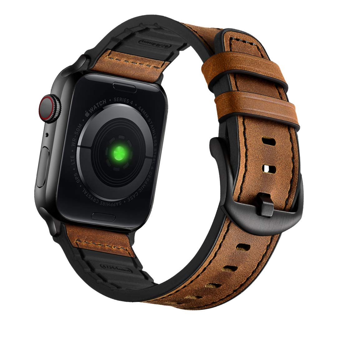 MODERN IDEAS FROM ABROAD Mifa Leather Silicone Hybrid Apple Watch Band 49mm 46mm 45mm 44mm Vintage Sports Strap for Men Women Series Ultra 10 9 SE Brown