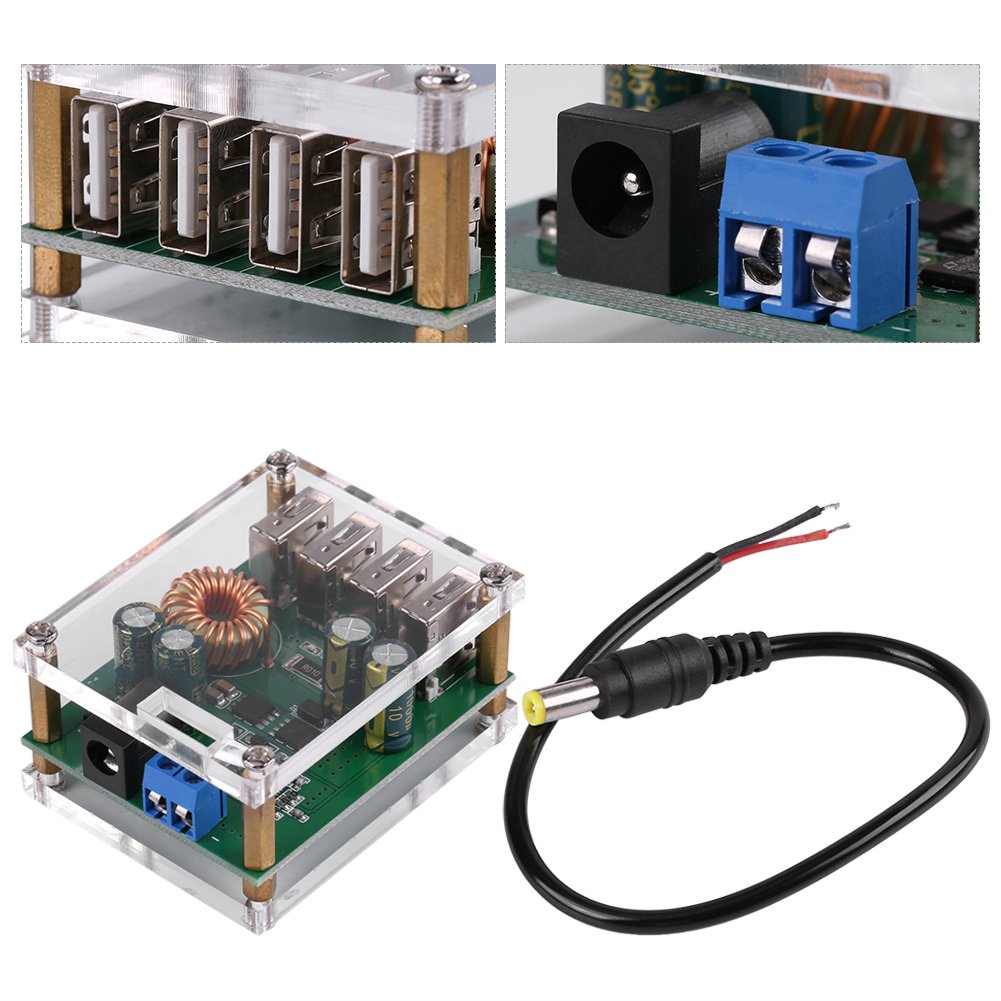 Walfront DC 7-60V to 5V Voltage Step Down Power Converter 5A Module with 4 USB Ports for Efficient Power Management - View 4 of 9