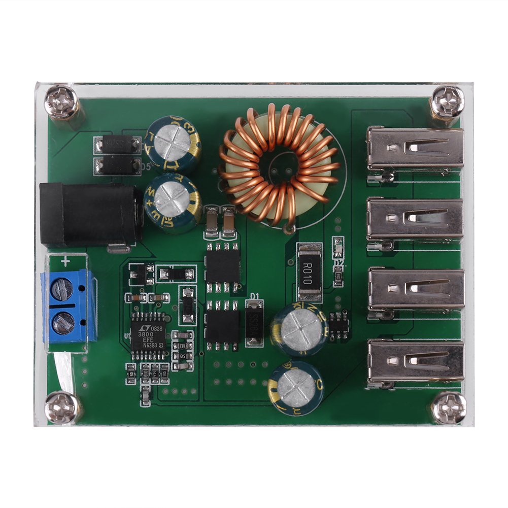 Walfront DC 7-60V to 5V Voltage Step Down Power Converter 5A Module with 4 USB Ports for Efficient Power Management - View 7 of 9