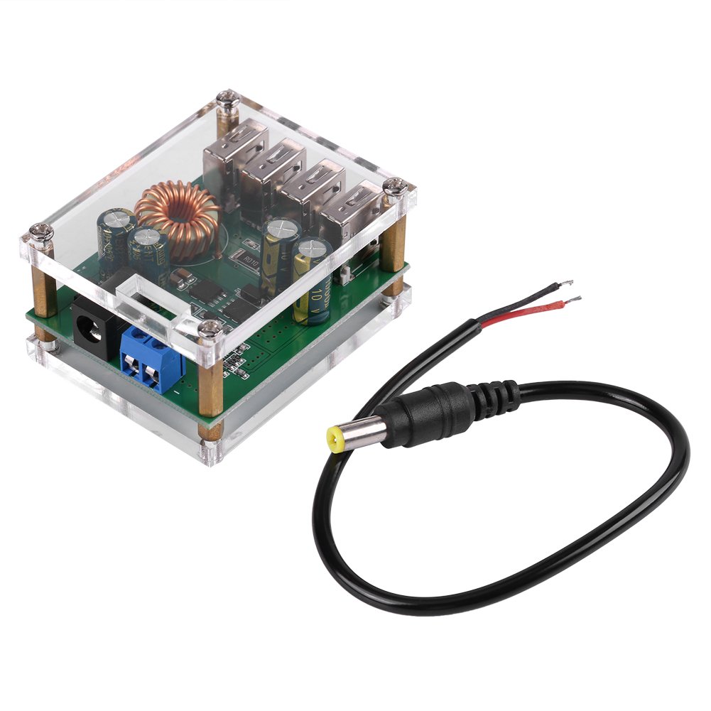 DC 7-60V to 5V Voltage Step Down Power Converter 5A Module with 4 USB Ports for Efficient Power Management