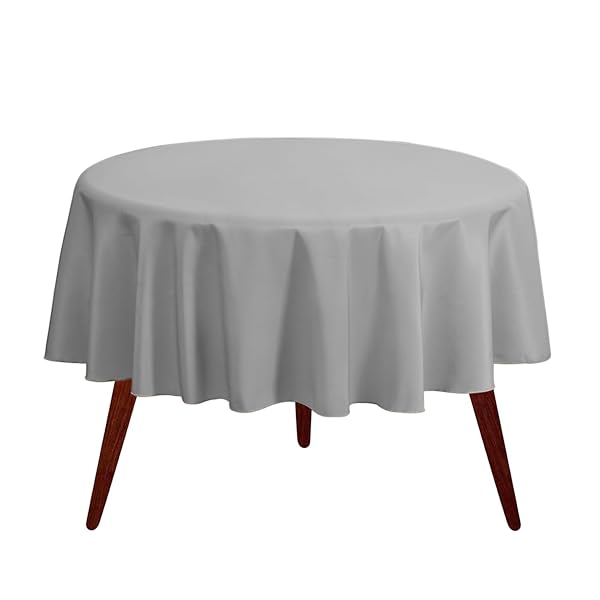 Gee Di Moda Gee Di Moda 120-Inch Charcoal Round Tablecloth - Heavy Duty, Washable for Weddings, Parties & Buffets