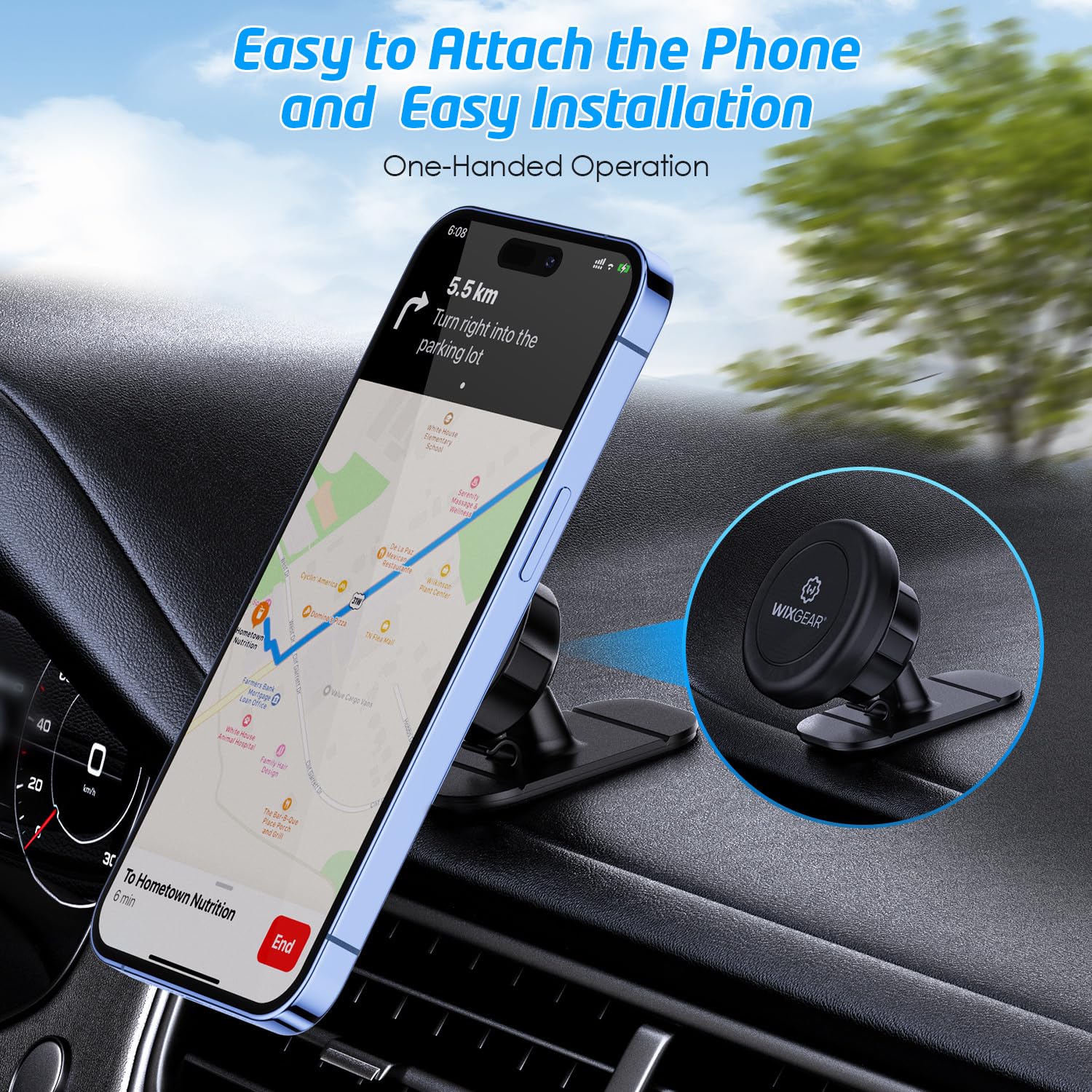 WixGear Magnetic Car Mount 2-Pack Universal Dashboard Phone Holder Strong Magnet for Cell Phones and Mini Tablets with Swift-Snap Technology - View 2 of 9