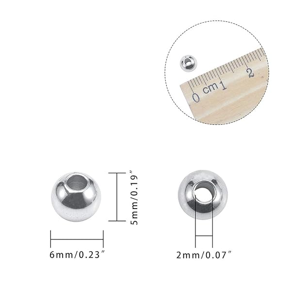 NBEADS NBEADS 100 Pcs 6mm Metal Spacer Beads Solid 304 Stainless Steel Rondelle Beads for DIY Bracelet Jewelry Making - View 3 of 9