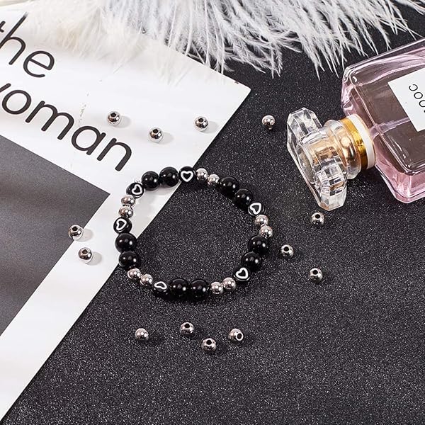 NBEADS NBEADS 100 Pcs 6mm Metal Spacer Beads Solid 304 Stainless Steel Rondelle Beads for DIY Bracelet Jewelry Making - View 5 of 9