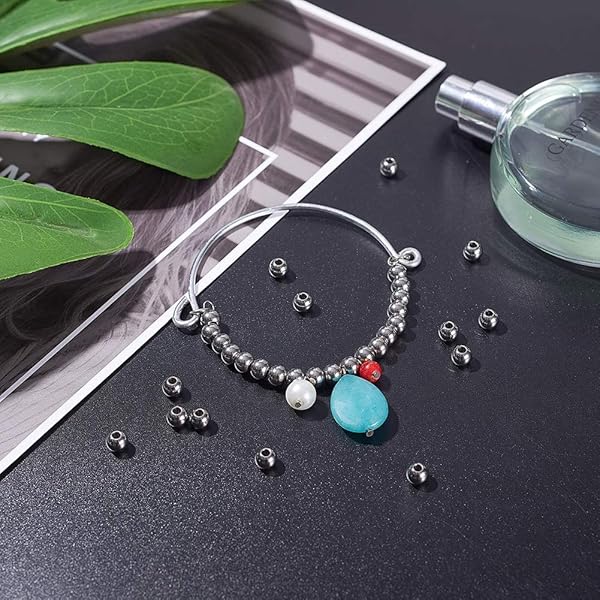 NBEADS NBEADS 100 Pcs 6mm Metal Spacer Beads Solid 304 Stainless Steel Rondelle Beads for DIY Bracelet Jewelry Making - View 9 of 9