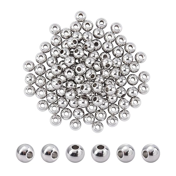 NBEADS NBEADS 100 Pcs 6mm Metal Spacer Beads Solid 304 Stainless Steel Rondelle Beads for DIY Bracelet Jewelry Making - View 2 of 9