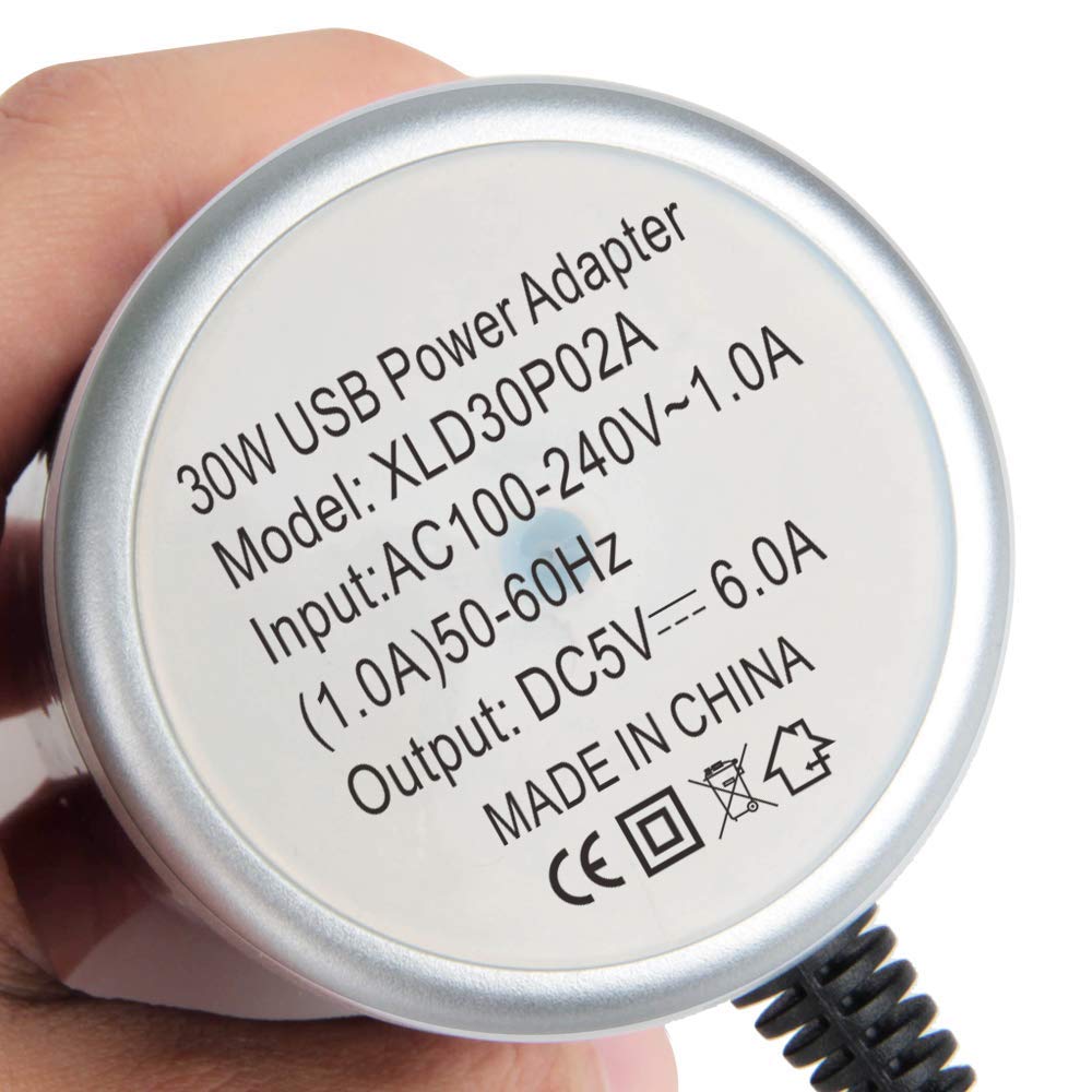 Wyness Universal USB Charger 6-Port Desktop Charging Station Hub Smart Identification Technology for iPhone iPad Cell Phones Tablets Purple - View 9 of 9