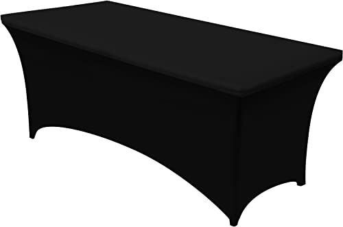 Utopia Kitchen Utopia Kitchen 8ft Black Spandex Table Cloth - Premium Stretch, Washable & Wrinkle Resistant for Events & Weddings