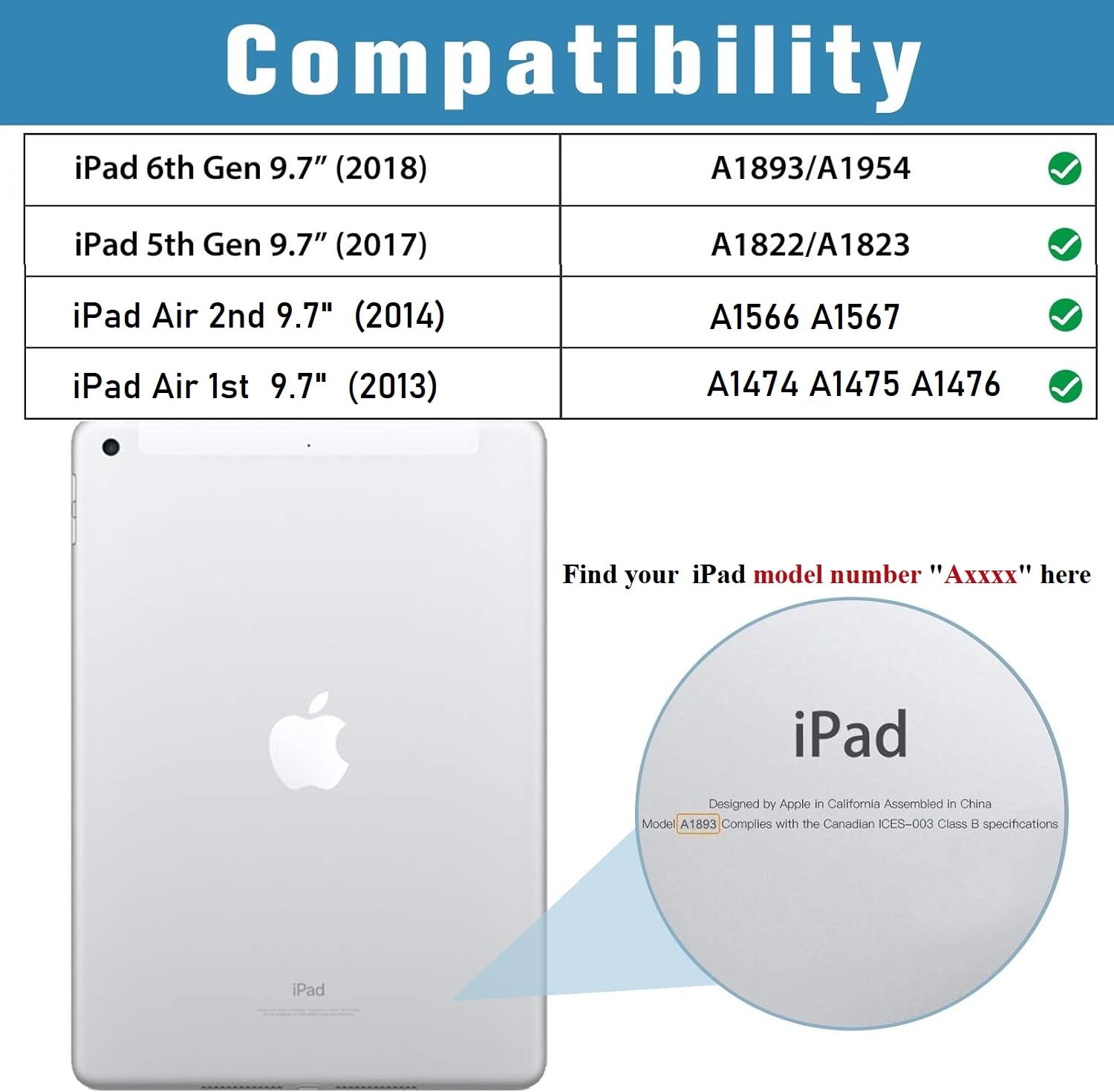 ProCase ProCase Premium Leather Folio Case for iPad 9.7 Inch 6th 5th Generation Air 2 Air 1 Multi-Angle Stand with Front Pocket Grey - View 2 of 8