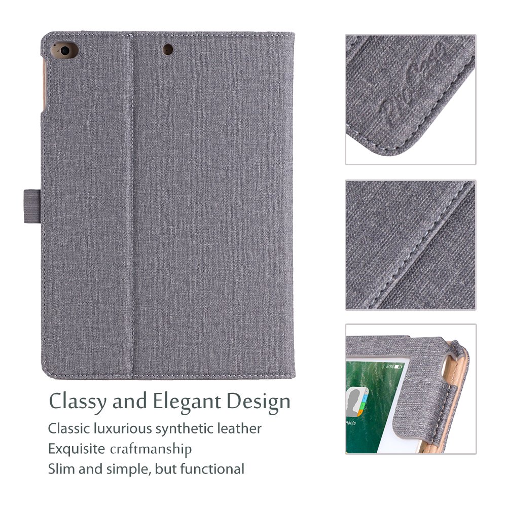 ProCase ProCase Premium Leather Folio Case for iPad 9.7 Inch 6th 5th Generation Air 2 Air 1 Multi-Angle Stand with Front Pocket Grey - View 6 of 8