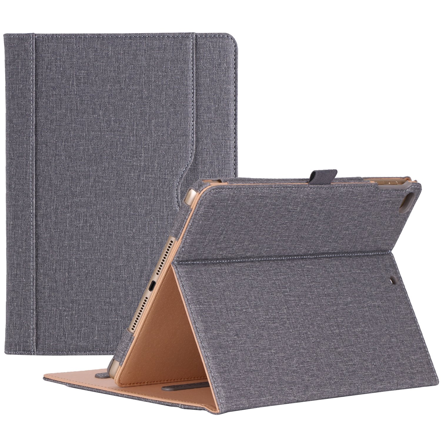 ProCase ProCase Premium Leather Folio Case for iPad 9.7 Inch 6th 5th Generation Air 2 Air 1 Multi-Angle Stand with Front Pocket Grey