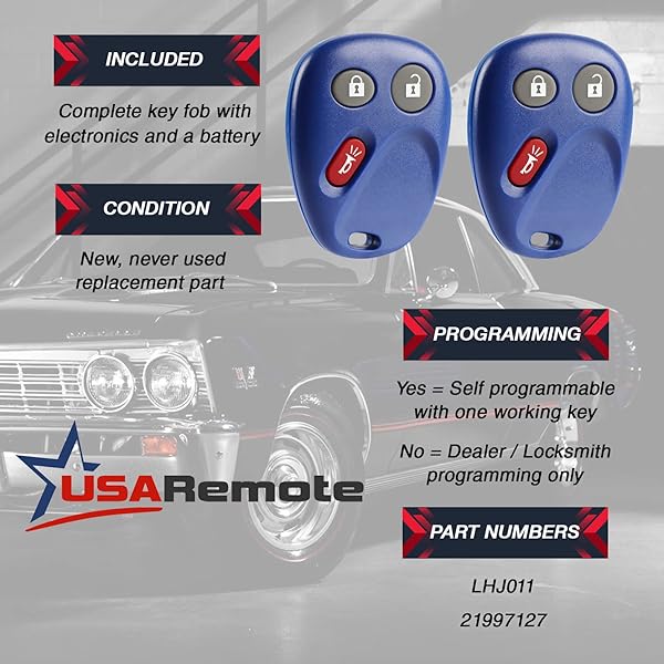 USARemote Key Fob Keyless Entry Remote Set of 2 for Chevy Tahoe Suburban Silverado Avalanche Equinox GMC Sierra Cadillac Escalade Hummer H2 - View 4 of 7