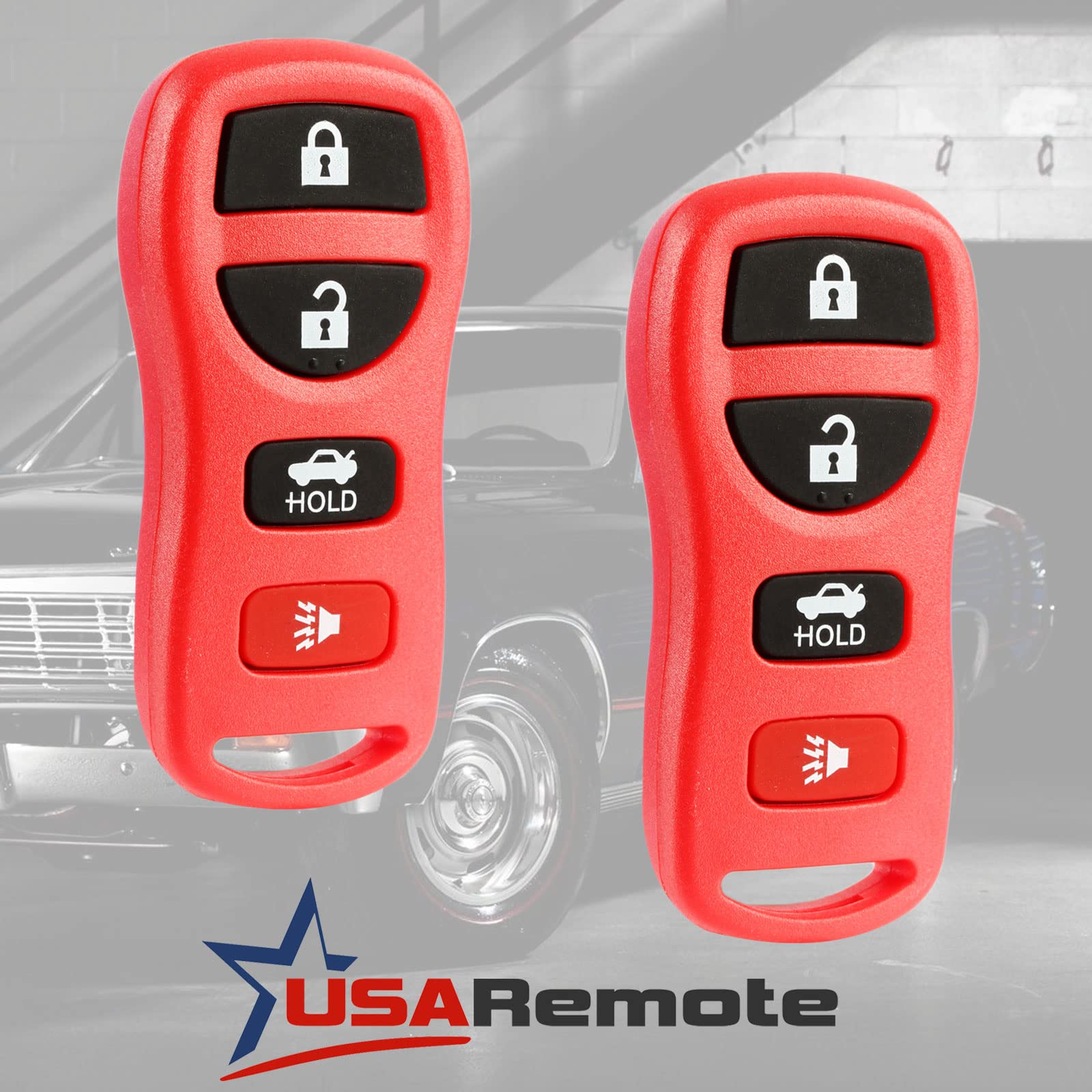 Key Fob Keyless Entry Remote for Nissan and Infiniti Models Set of 2 Red KBRASTU15 - View 2 of 6