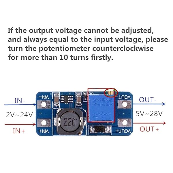 Oiyagai Oiyagai 5pcs MT3608 DC DC Step Up Power Module Booster 2A for Arduino High Efficiency Power Supply - View 4 of 5
