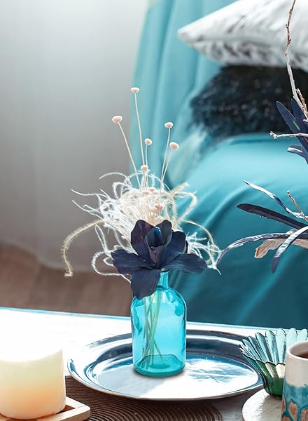 Serene Spaces Living Serene Spaces Living 6 Piece Turquoise Medicine Bottle Vases Set for Long Stem Flowers Small Size - View 4 of 6