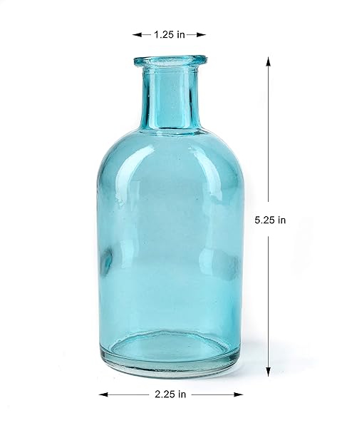 Serene Spaces Living Serene Spaces Living 6 Piece Turquoise Medicine Bottle Vases Set for Long Stem Flowers Small Size - View 6 of 6