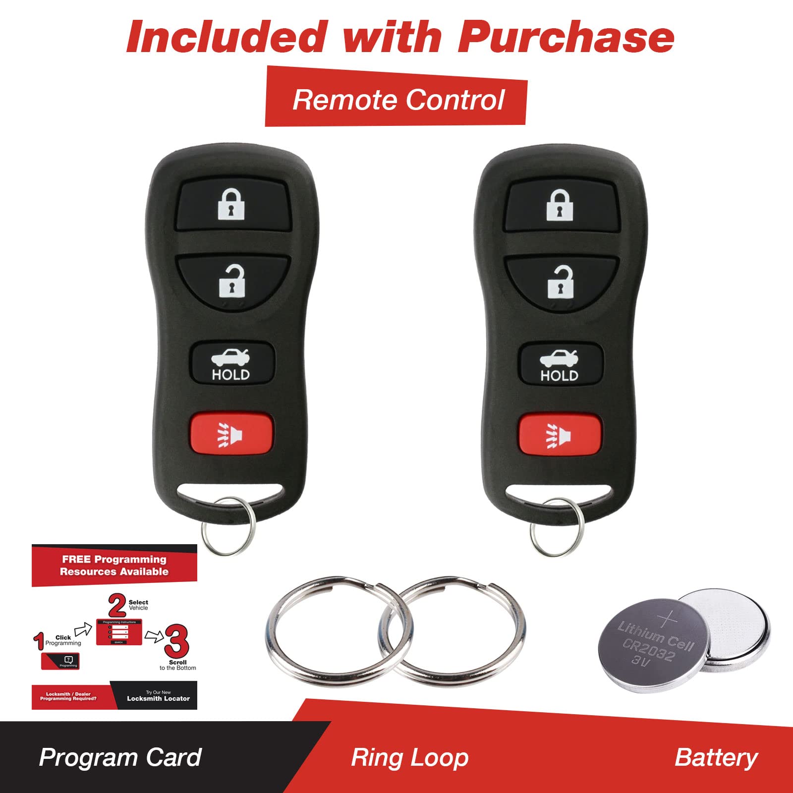 KeylessOption Keyless Entry Remote Fob Uncut Blank Car Key for Nissan Infiniti Pack of 2 - View 2 of 9