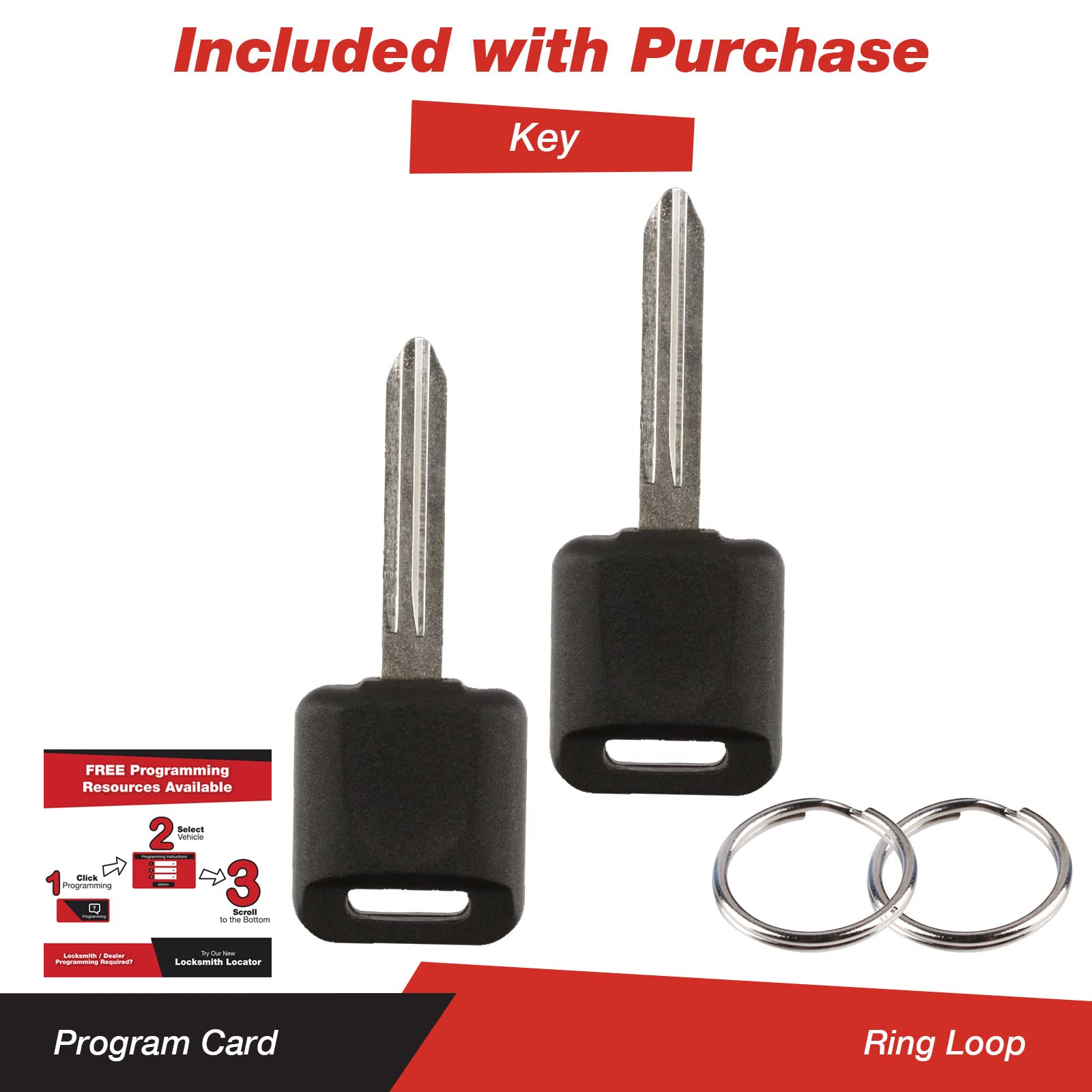 KeylessOption Keyless Entry Remote Fob Uncut Blank Car Key for Nissan Infiniti Pack of 2 - View 5 of 9