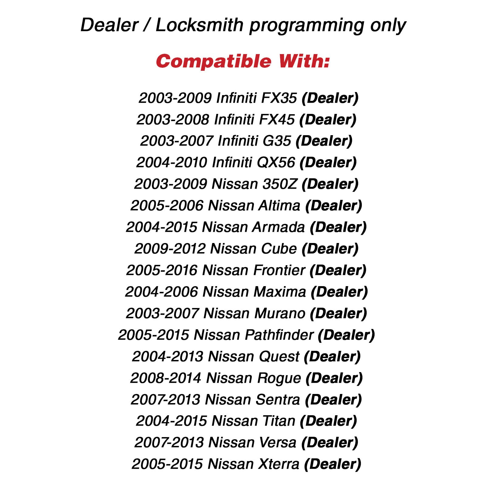 KeylessOption Keyless Entry Remote Fob Uncut Blank Car Key for Nissan Infiniti Pack of 2 - View 7 of 9