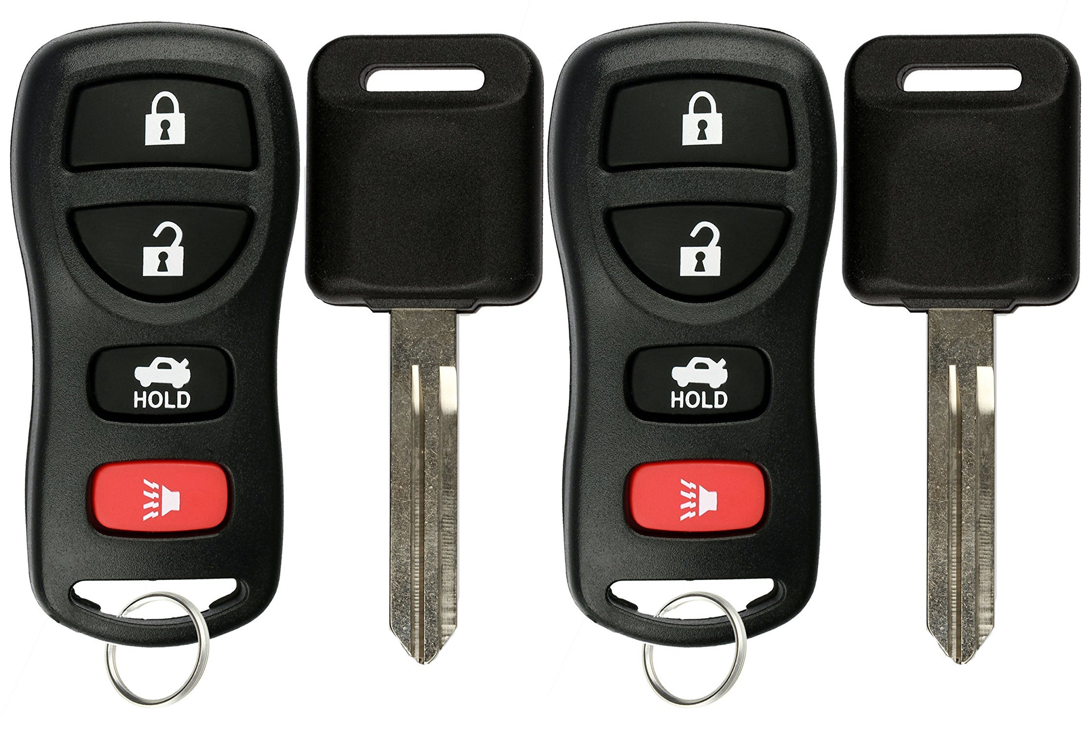 KeylessOption Keyless Entry Remote Fob Uncut Blank Car Key for Nissan Infiniti Pack of 2