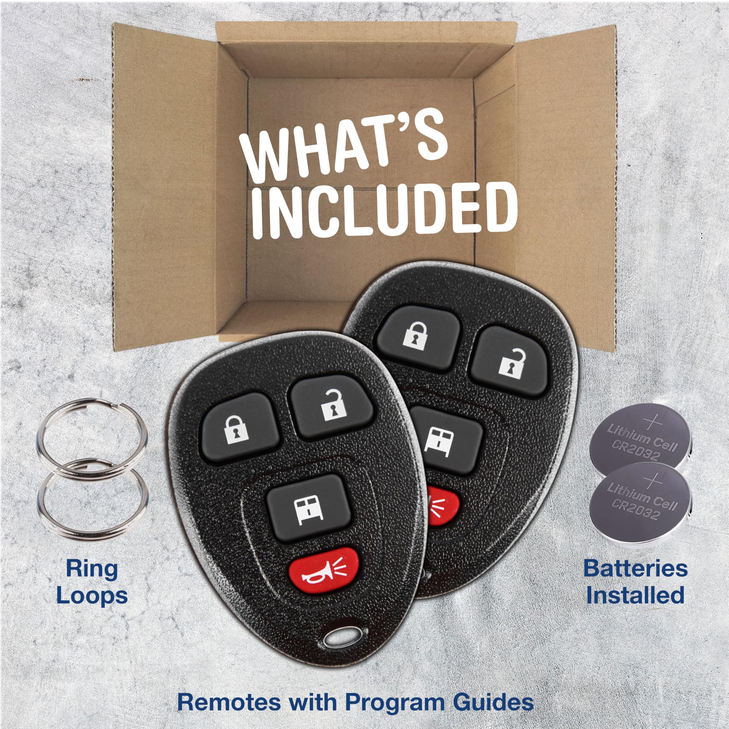 KeylessOption Key Fob Replacement for Chevrolet Express GMC Savana 2007-2024 4-Button Remote Control 2 Pack - View 3 of 8