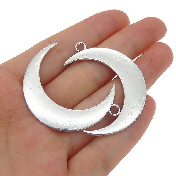 Julie Wang Julie Wang 16pcs Silver Moon Crescent Pendant Charms for DIY Necklace Jewelry - 44x31mm - View 3 of 5