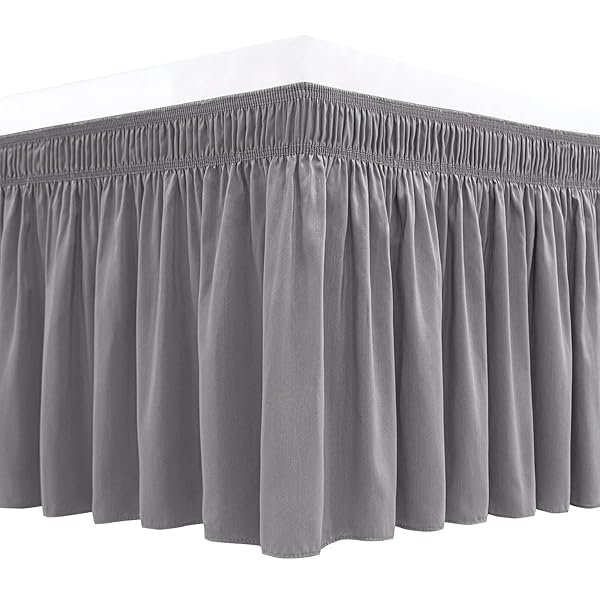 Biscaynebay "Shop Biscaynebay Queen Bed Skirts - 15" Drop, Silver Grey, Adjustable & Machine Washable | Luxurious, Wrinkle & Fade Resistant"