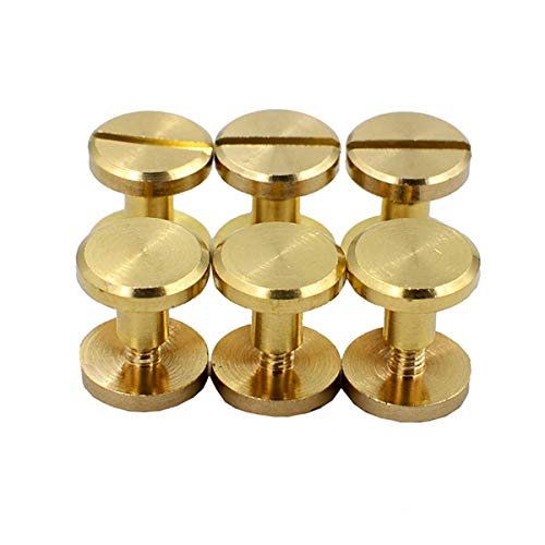 DGOL DGOL 50 Pairs Brass Backscrews Golden Leather Fasteners Sturdy Binding Rivets for Belts Collars and Straps 6mm Length - View 2 of 3
