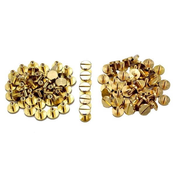 DGOL DGOL 50 Pairs Brass Backscrews Golden Leather Fasteners Sturdy Binding Rivets for Belts Collars and Straps 6mm Length - View 3 of 3