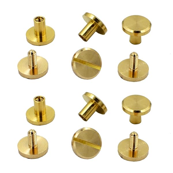 DGOL DGOL 50 Pairs Brass Backscrews Golden Leather Fasteners Sturdy Binding Rivets for Belts Collars and Straps 6mm Length