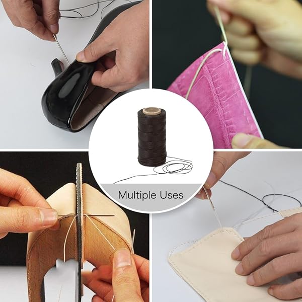 Tenn Well Buy Tenn Well 328Yards 150D 1MM Waxed Thread & Flat Sewing Kit for Leather DIY Projects - Brown - View 7 of 7