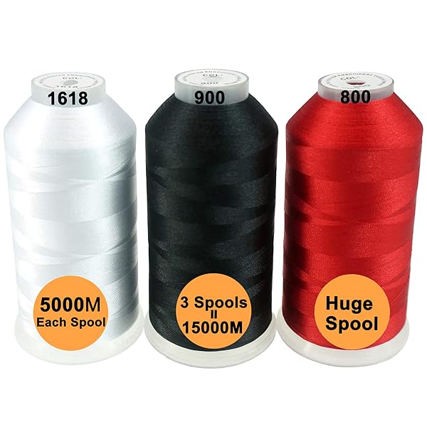 New brothread Shop 40 Assorted Polyester Embroidery Thread Packs - 5000M Huge Spools for All Machines - Basic Colors Available! - View 2 of 8