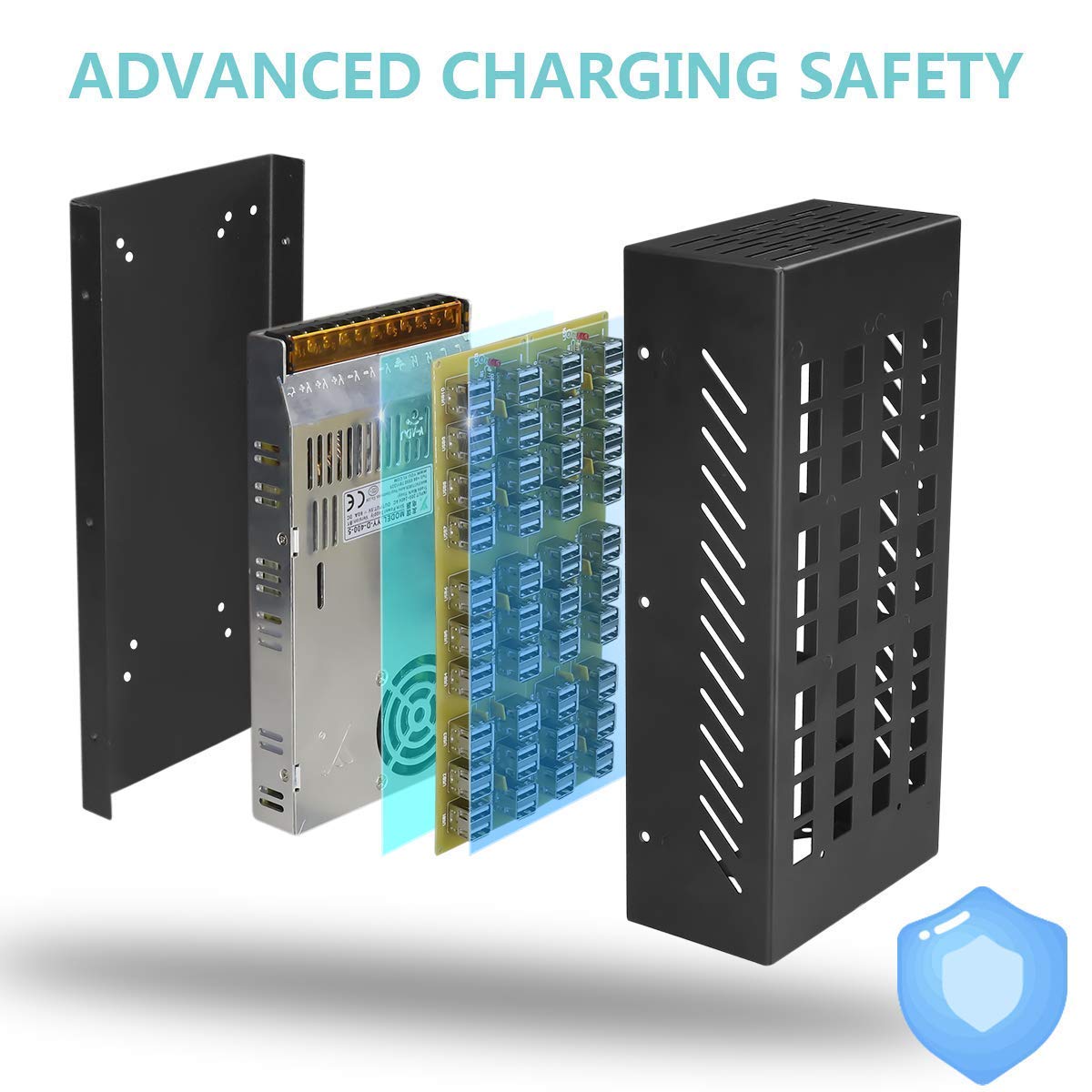 40 Ports USB Charging Station with Intelligent Protection Multi Port USB Charger Wall Adapter for iPhone iPad Samsung - View 2 of 7