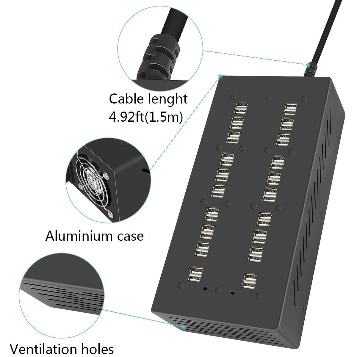 40 Ports USB Charging Station with Intelligent Protection Multi Port USB Charger Wall Adapter for iPhone iPad Samsung - View 4 of 7