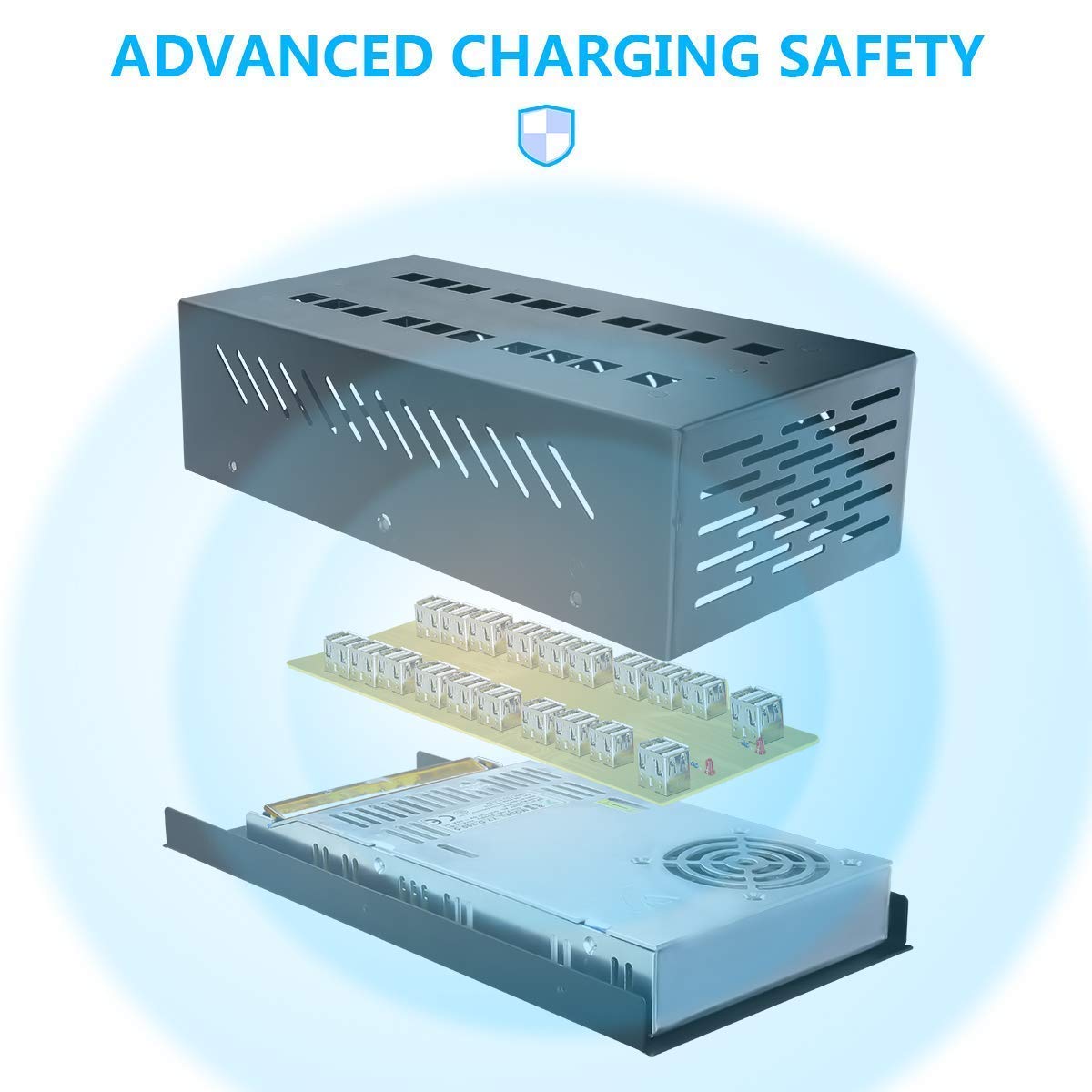 40 Ports USB Charging Station with Intelligent Protection Multi Port USB Charger Wall Adapter for iPhone iPad Samsung - View 6 of 7