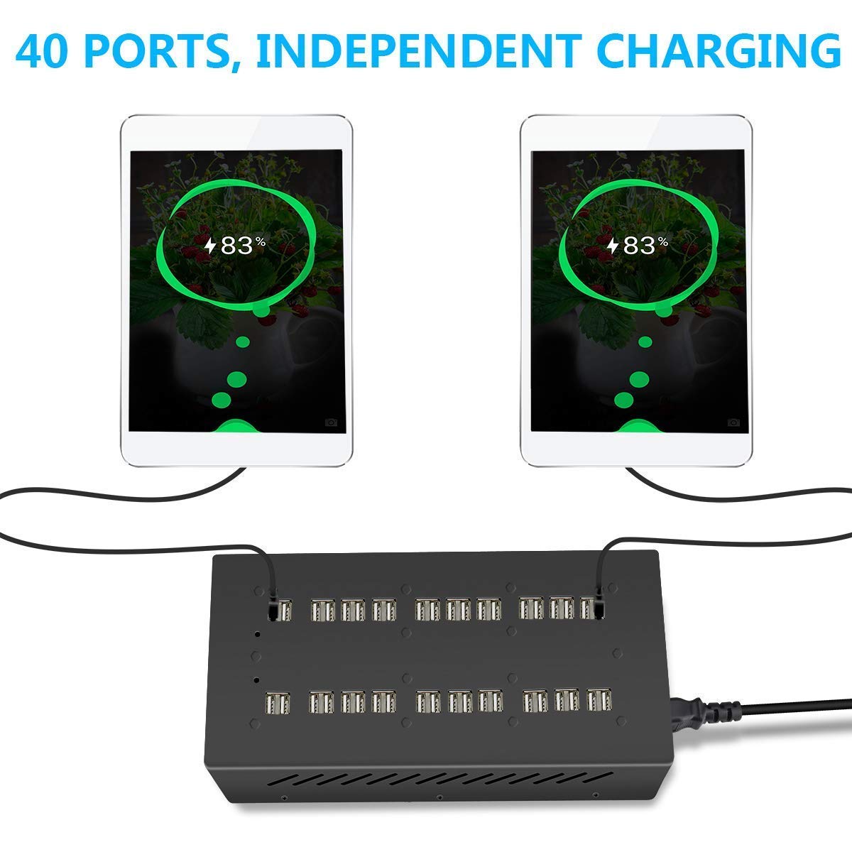 40 Ports USB Charging Station with Intelligent Protection Multi Port USB Charger Wall Adapter for iPhone iPad Samsung - View 7 of 7