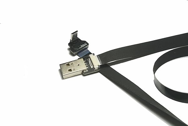 Flat FFC USB FPV Slim Thin Ribbon FPC Cable Micro USB 90 Degree to Standard USB A for Charging and Synchronizing 40CM