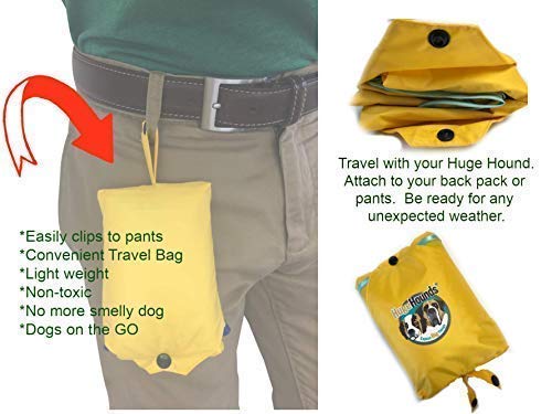 HugeHounds HugeHounds Extra Large Yellow Dog Raincoat with Half Hood Waterproof and Travel Carry Bag for XL Dogs - View 3 of 9