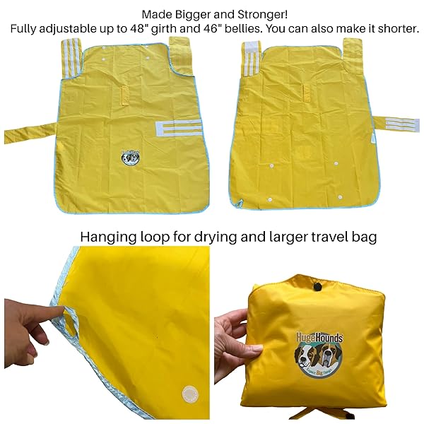 HugeHounds HugeHounds Extra Large Yellow Dog Raincoat with Half Hood Waterproof and Travel Carry Bag for XL Dogs - View 4 of 9