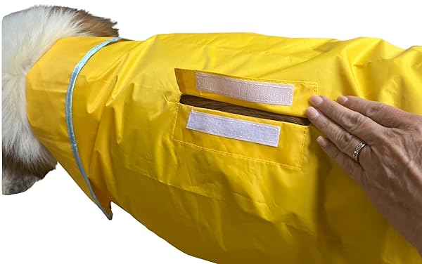 HugeHounds HugeHounds Extra Large Yellow Dog Raincoat with Half Hood Waterproof and Travel Carry Bag for XL Dogs - View 5 of 9