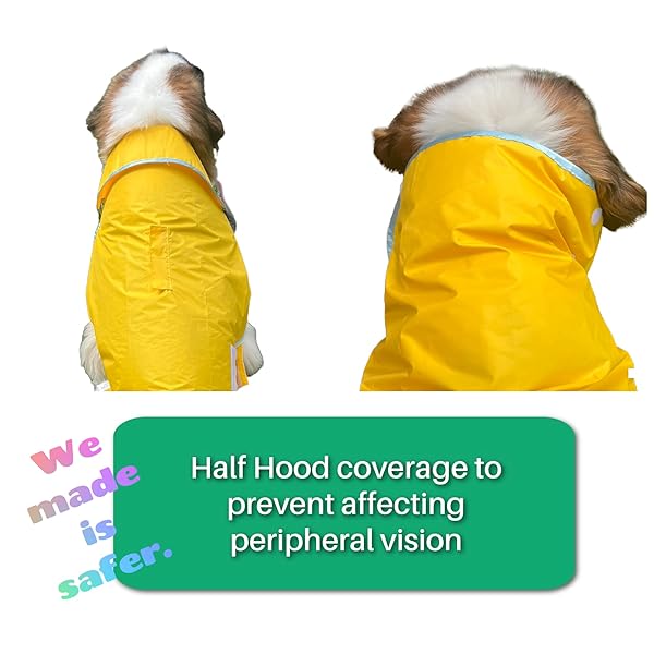 HugeHounds HugeHounds Extra Large Yellow Dog Raincoat with Half Hood Waterproof and Travel Carry Bag for XL Dogs - View 6 of 9