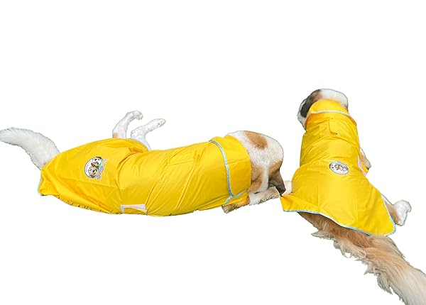 HugeHounds HugeHounds Extra Large Yellow Dog Raincoat with Half Hood Waterproof and Travel Carry Bag for XL Dogs - View 7 of 9