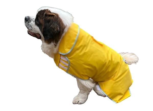 HugeHounds HugeHounds Extra Large Yellow Dog Raincoat with Half Hood Waterproof and Travel Carry Bag for XL Dogs