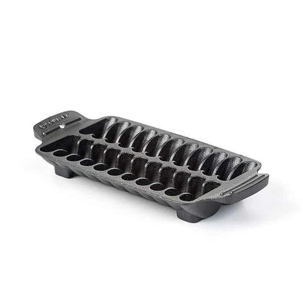 Outset Outset 76375 Shrimp Cast Iron Grill & Serving Pan - Durable Black Cookware for Perfect Seafood Dishes