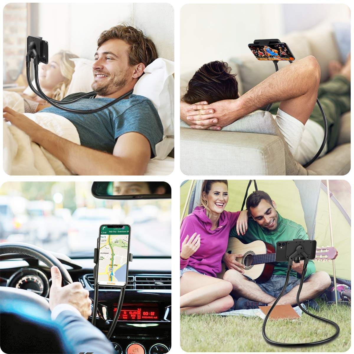 B-Land Universal Cell Phone and Tablet Holder with Free Rotating Gooseneck Mount for Easy Viewing and Hands-Free Use - View 7 of 7